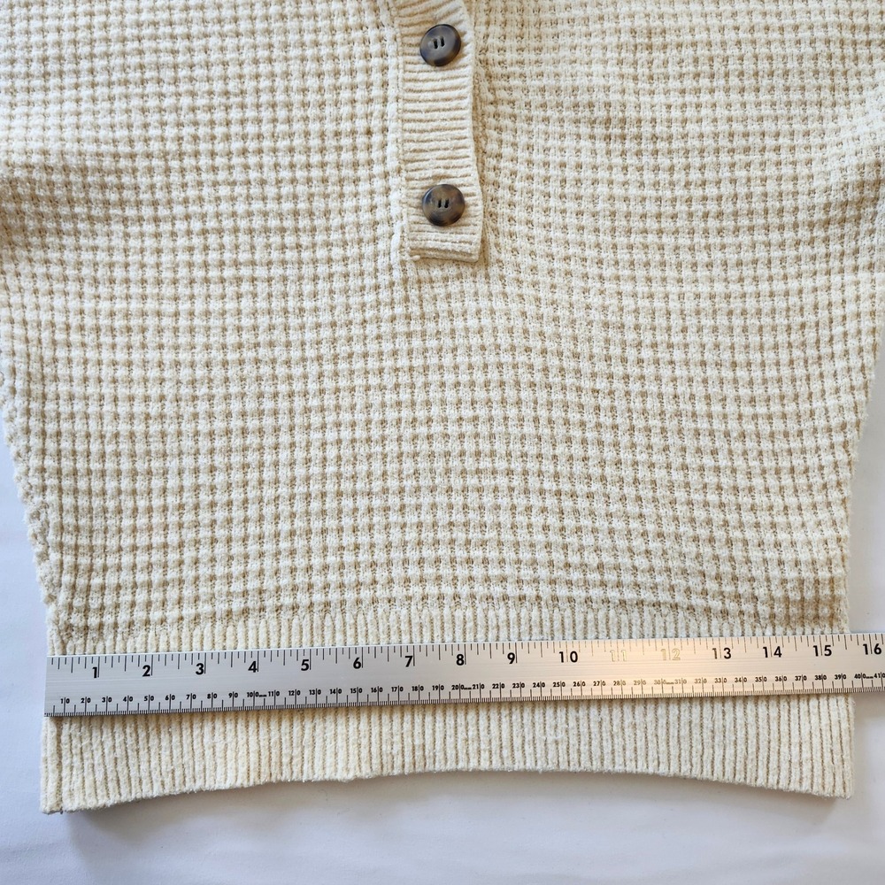 BDG Urban Outfitters Zephyr Cream Waffle Knit Pullover Polo Sweater XS - Picture 7 of 7